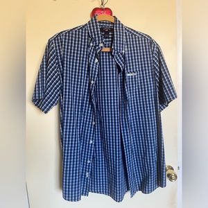US Polo Assn Polo Button Up Shirt - Blue/Black/White Checkered